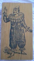 French Clown large fancy dressed rubber stamp 3 1/8 by 1 7/8 size cat moon star - £15.81 GBP