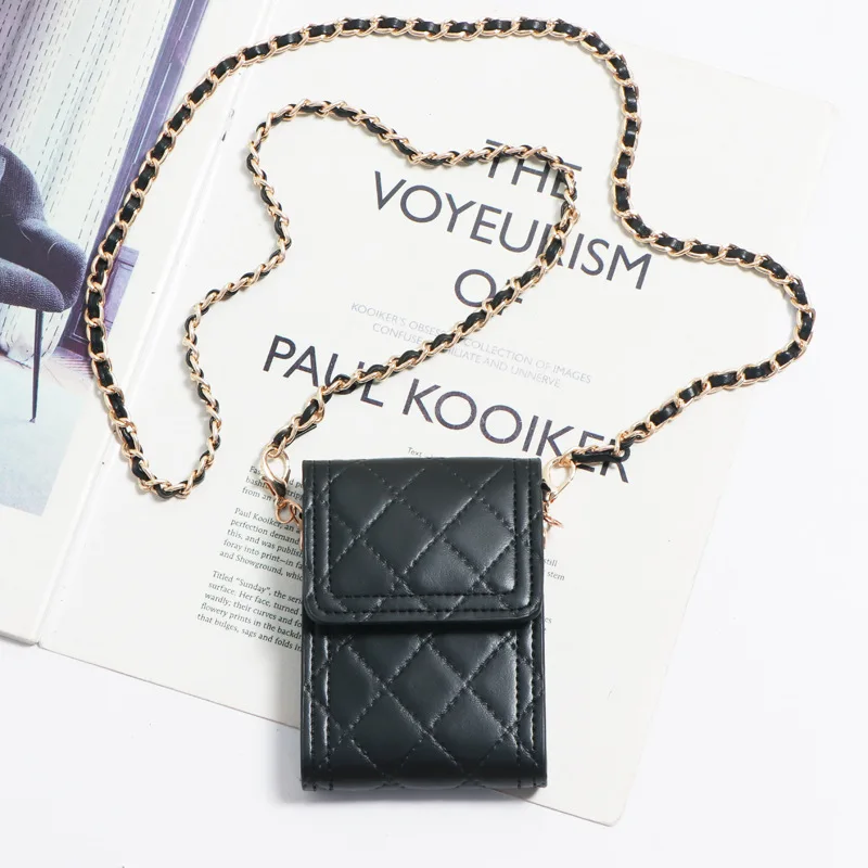 DAEYOTEN Fashion Soft Leather Waist Bag Black Purse Women Hand Bag  Chain Flap F - $70.07