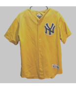 New York Yankees MLB Vintage 90s Yellow Majestic Sewn Team Logo Jersey XL - £48.75 GBP