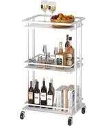 3-Tier Rolling Serving Bar Cart, Multipurpose Utility Drink Cart Storage... - $70.59 CAD