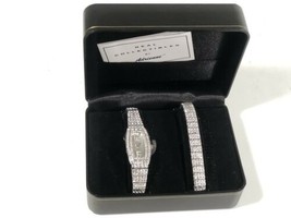 Real Collectibles By Adrienne Faux Diamond Silver Tone Watch and Tennis Bracelet - £71.23 GBP