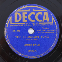 Jimmie Davis – The Prisoner&#39;s Song / I Told You So - 1941 10&quot; 78 rpm Decca 5966 - £11.13 GBP