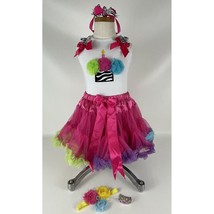 Girls Birthday Tutu 5/6 Large Outfit Set Frilly Boutique Sz 5 6 L Hair b... - £23.64 GBP