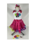 Girls Birthday Tutu 5/6 Large Outfit Set Frilly Boutique Sz 5 6 L Hair b... - £23.33 GBP