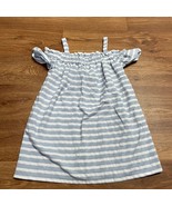 Janie &amp; Jack Girls Blue White Striped Off Shoulder Summer Dress Size 5 - $23.76