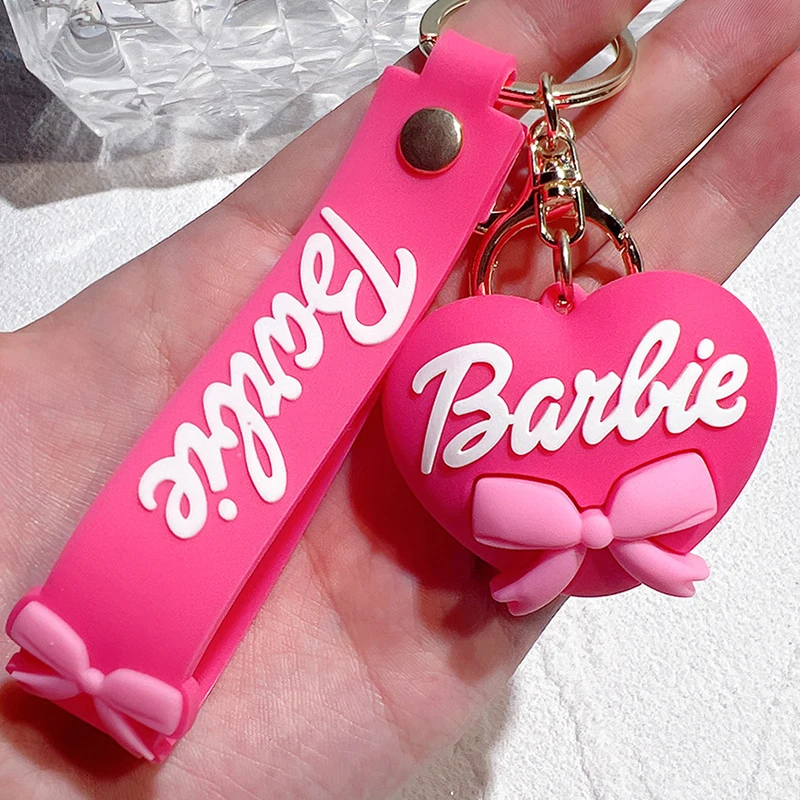 PVC Pink Cartoon Barbie Heart Car Keychain Schoolbag Wallet Bags Pendant... - $7.21