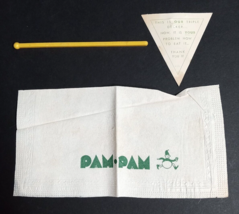 Pam Pam Restaurant Paris France Vtg Advertising Ephemera Swizzle Napkin Lot 1951 - £15.97 GBP