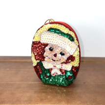 Raggedy Ann &amp; Andy Red Oval Sequin Treasure Box Hanging Christmas Ornament - $11.95