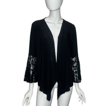 R &amp; M Richards Black Jacket Open Front Lace Bell Sleeve Medium Formal Ca... - $29.69