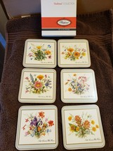 Pimpernel 6 Cork Corked Back Coasters with Box Wild Flowers Floral - £11.66 GBP