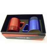 LACOSTE 2 Ceramic Cappuccino COFFEE CUPS Red Blue Boxed - £35.34 GBP