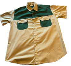 Vintage B.W.L. Clothing Men&#39;s Button Up Single Stitch Green Biege Pocket - £8.24 GBP