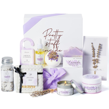 Gifts for Women Spa Lavender Bath Gift Baskets Valentines Day Gifts Relaxing Sel - $33.65