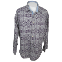 Cremieux Premium Denim Men shirt l/s Paisley purple cotton pit to pit 25.5&quot; XXL - £23.42 GBP