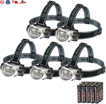 5-Pack LED Headlamp with 4 Modes Ideal for Camping Hiking Running With Batteries - £28.79 GBP
