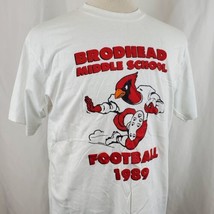 Vintage Middle School Football 1989 T-Shirt Large Single Stitch Deadstock 80s - £25.57 GBP