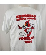 Vintage Middle School Football 1989 T-Shirt Large Single Stitch Deadstoc... - £25.05 GBP