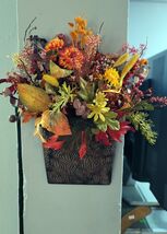 Hosley Fall Planter Metal Basket Wall Hanging Artificial Flower Decor - $60.00