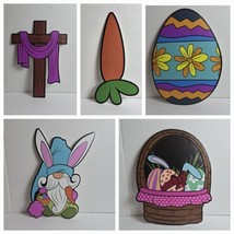 5 pc Easter Yard Signs Decor Party Decorations Gnome Carrot Cross Basket... - £9.18 GBP