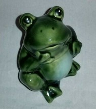 Frog Figurine Posing Green Ceramic Garden Frog NEW Frog Figurine - $8.99