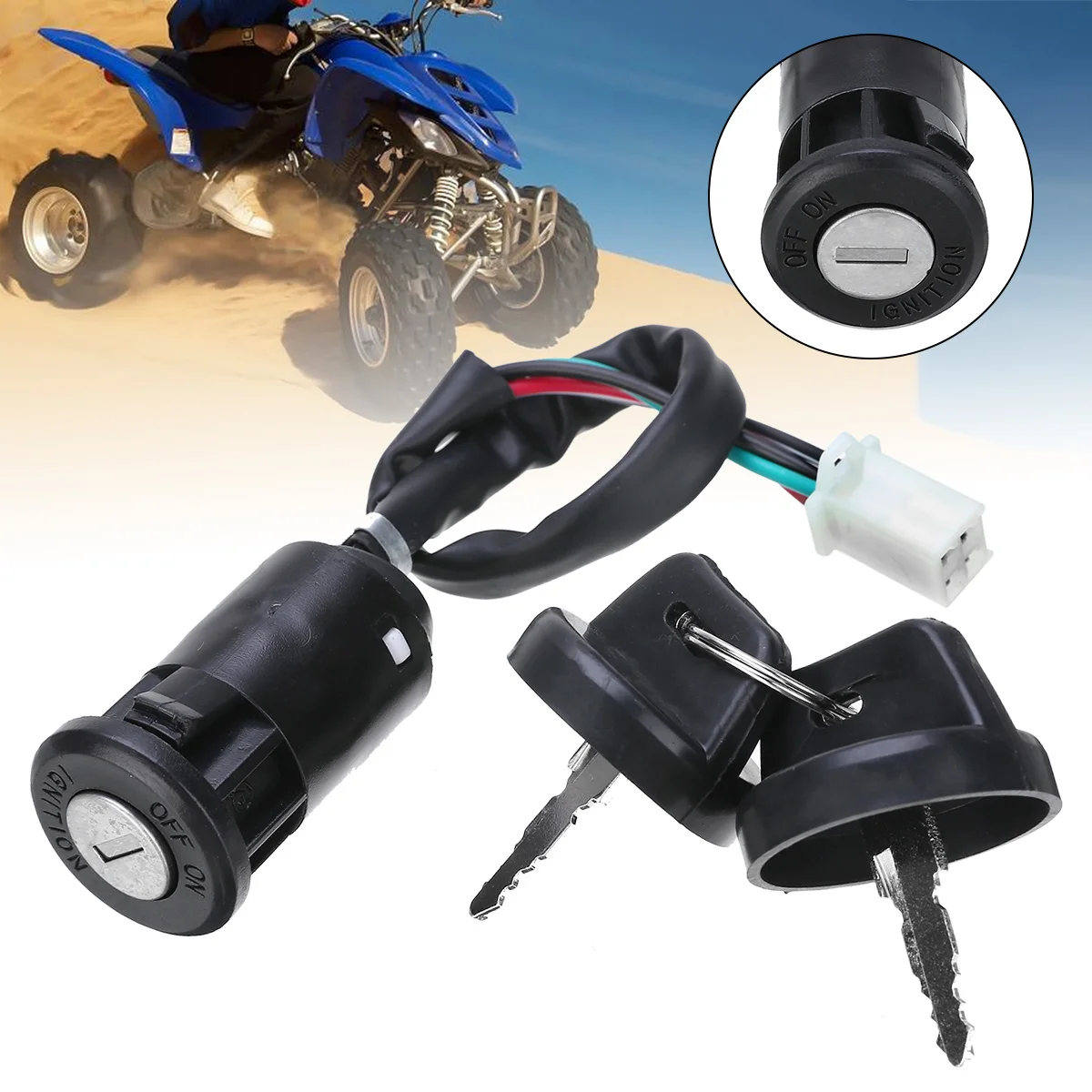 Universal Motorcycle 2 Ignition Key Switch 4 Wire On/Off Quad Motorbike Start - £13.33 GBP