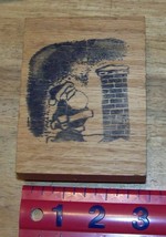 Santa on Rooftop looking up at a tall chimney christmas rubber stamp - $16.09