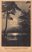 Chautauqua NY~INSTITUTION-MOONLIGHT On LAKE~1920s Albertype Photo Postcard - £5.59 GBP