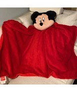 Mickey Mouse Blanket Hooded Plush Red and Black Fleece Soft Disney - $14.36