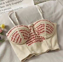YornMona Letters Embroidery Sexy Camis Tops Women Basic Streetwear Strap... - £22.33 GBP