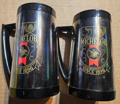 Vtg Thermo Serv Black Michelob Beer USA Insulated Mug Plastic 16oz Lot Of 2 - £12.50 GBP