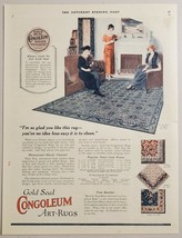 1924 Print Ad Gold Seal Congoleum Art-Rugs Ladies in 20&#39;s Home - $15.28