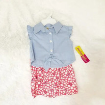 Penelope Mack Baby Girl 2pc Shirt &amp; Short Set with Tie Accent (6-9M) ~ N... - $15.79