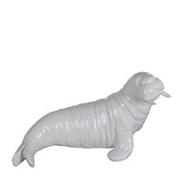 Scratch &amp; Dent 16 Inch Long Glossy White Ceramic Walrus Statue - £19.49 GBP