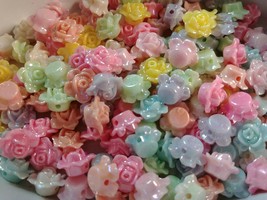 Resin Flower Beads 13mm Assorted Beads Rose Beads 13mm Beads BULK Beads 25/50 - £2.96 GBP+