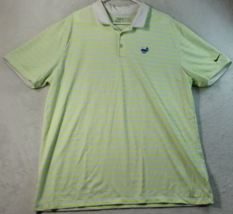 Nike Golf Polo Shirt Men Size XL White Yellow Stripe 100% Polyester Short Sleeve - £8.92 GBP