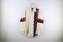 Vintage 90s Wrangler Mens Medium Distressed Rainbow Fiesta Western Button Shirt - £38.89 GBP