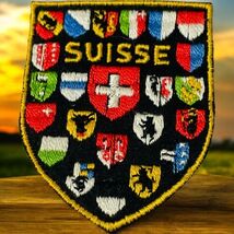 Switzerland Swiss Cantons Canton Coat of Arms Shields Black Embroidered ... - $19.87