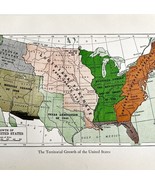 Map 1930 Territorial Growth Of United States 5.5 x 9&quot; History Lithograph... - €21,62 EUR