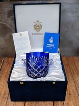 Faberge Odessa Cobalt Blue Crystal Ice Bucket with Tongs NIB - $595.00