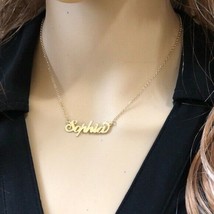 NWT Personalized Gold over Sterling Silver Name Plate Necklace - Sophia 18” - £48.01 GBP