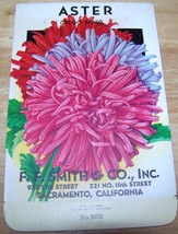 Vintage 1920s Seed packet 4 framing Aster Crego Mix FF Smith co Sacramen... - £9.82 GBP