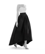 BLACK High-low Party Skirt Women Plus Size A-line Pleated Taffeta Skirt ... - $85.99