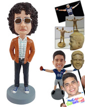 Personalized Bobblehead Cool looking man with a rocking jacket and both hand ins - £71.90 GBP