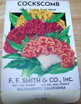 Vintage 1920s Seed packet 4 framing Cockscomb Dwarf F F Smith co Sacrame... - £9.99 GBP