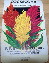 Vintage 1920s Seed packet 4 framing Cockscomb feather F F Smith co Sacra... - $12.50
