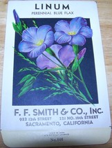  Vintage 1920s Seed packet 4 framing Linum blue flax F F Smith co Sacram... - £9.82 GBP