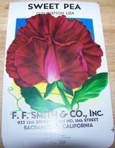  Vintage 1920s Seed packet 4 framing Sweet Pea Liza F F Smith co Sacrame... - $10.00