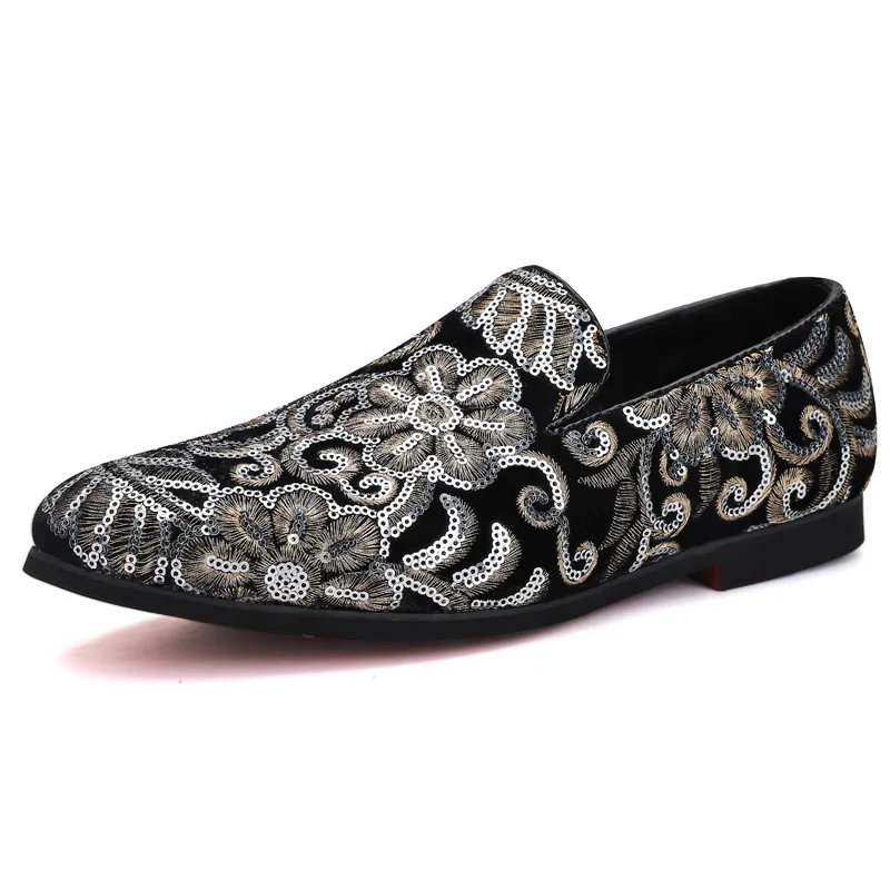 Embroider Man Loafers Elegant Wedding Shoes Leisure Flats Vintage Men&#39;s ... - $71.71
