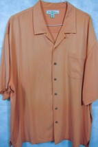 GORGEOUS Tommy Bahama Solid Orange 100% Silk Hawaiian Aloha Shirt XXL - £35.39 GBP