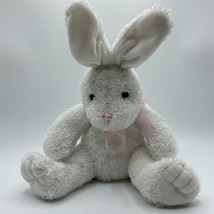 Chosun Bunny Rabbit Plush Pink Ribbon 12” White Sitting Stuffed Animal Toy - £18.84 GBP